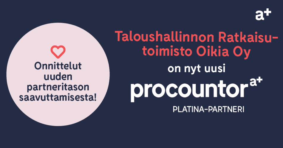 Procountor Platina-partneri: Taloushallinnon Ratkaisutoimisto Oikia Oy
